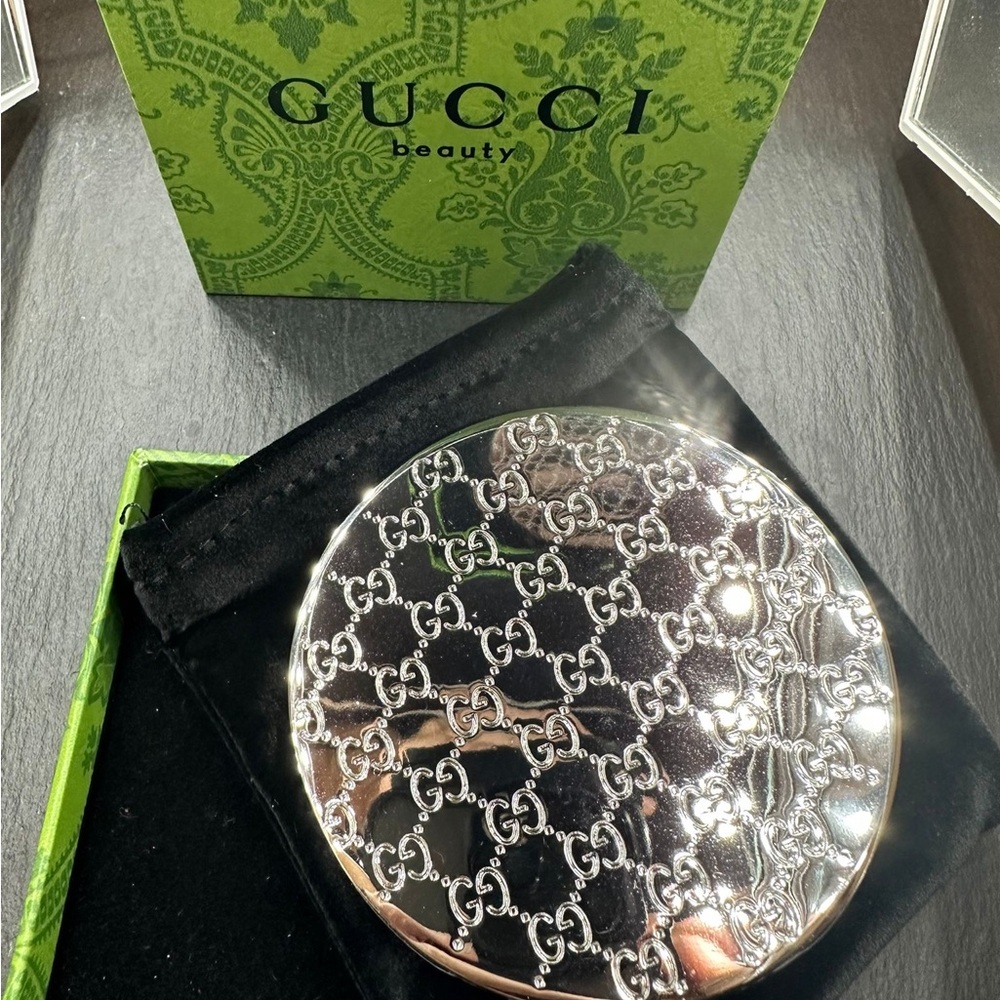 Gucci Silver Patterned Compact Mirror - image 1